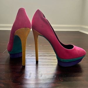 Brian Atwood platform colorblock pumps
